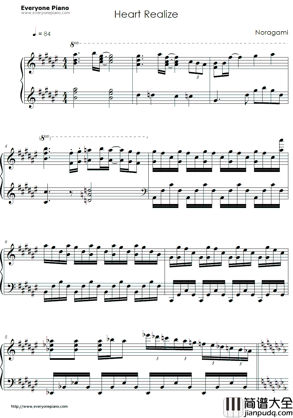 ハートリアライズ钢琴谱_Tia_野良神ED