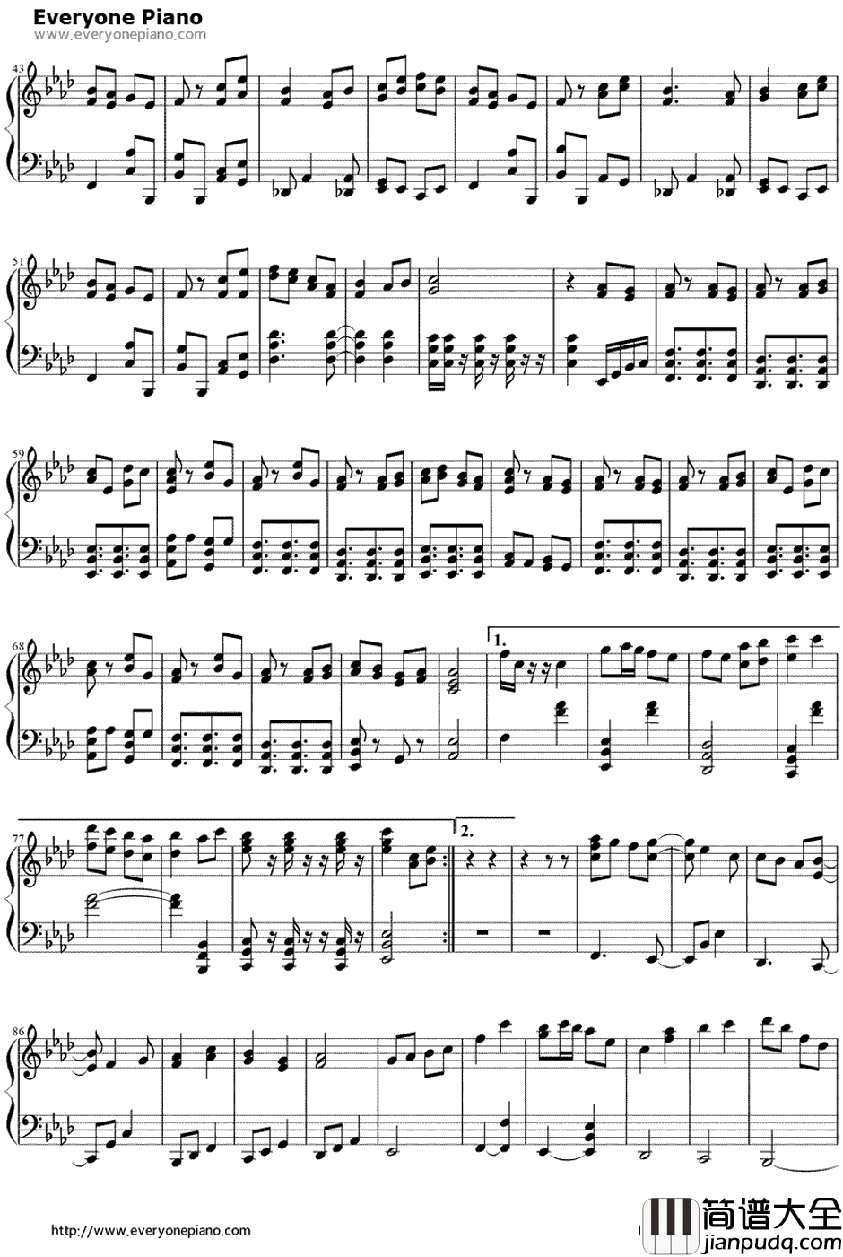 四季刻歌钢琴谱_IA