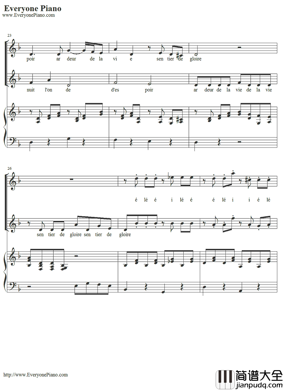 Vois_Su_rTon_Chemin钢琴谱_BrunoCoulais&ChristopheBarratier_放牛班的春天插曲