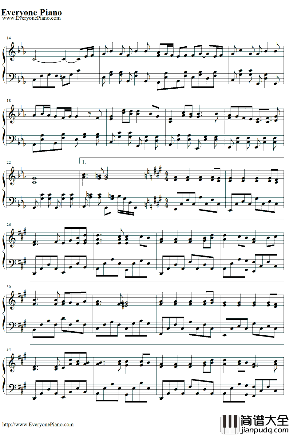 光の旋律钢琴谱_Kalafina_ソ・ラ・ノ・ヲ・トOP_Kalafina