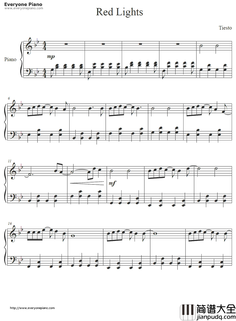 Red_Lights钢琴谱_Tiesto