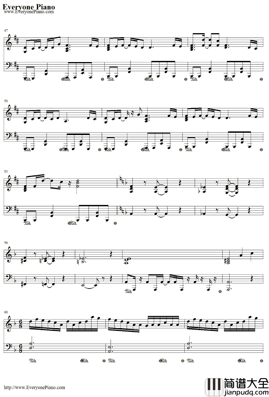 dorchadas钢琴谱_Rita_漆黒のシャルノスOP