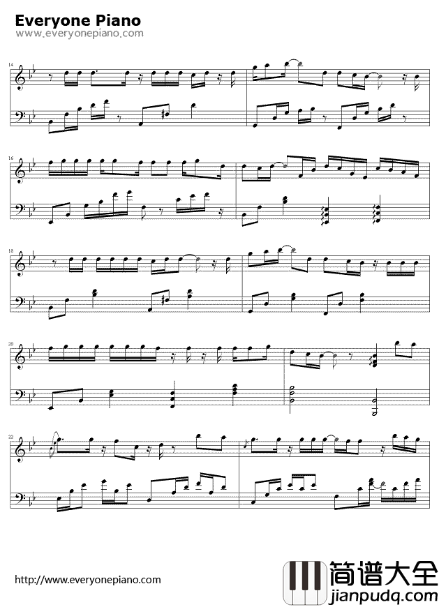 泪的告白钢琴谱_吉田亚纪子_ThankYou