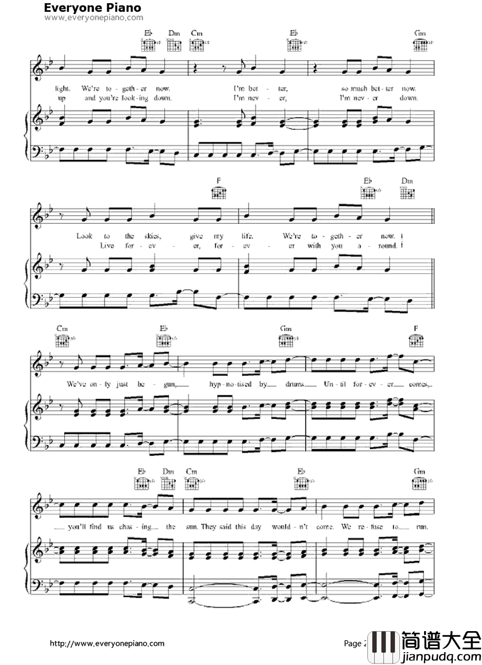 Chasing_the_Sun钢琴谱_TheWanted_冰川时代4主题曲