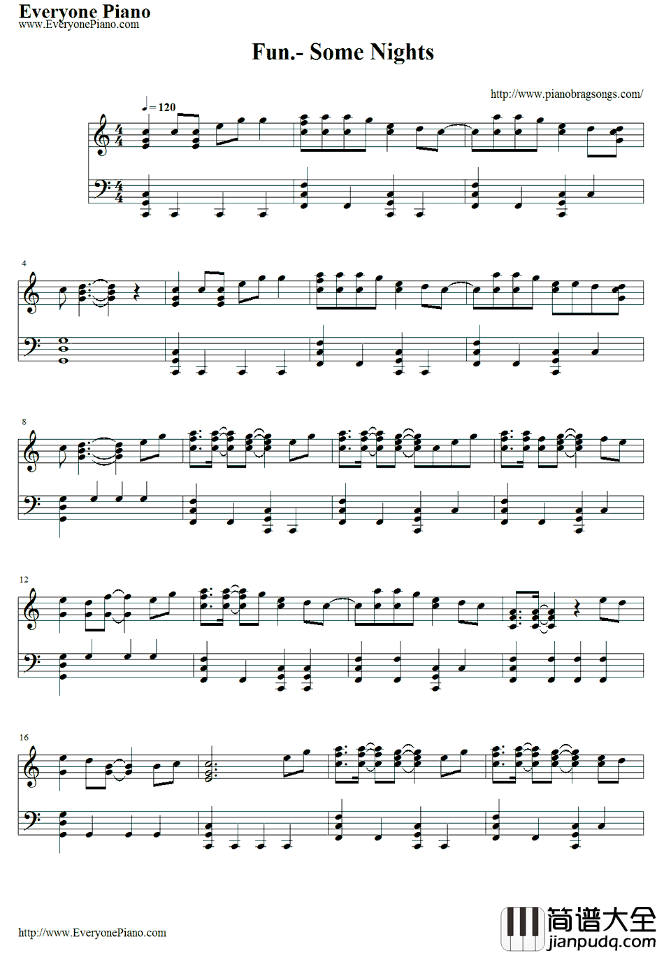 Some_Nights钢琴谱_Fun