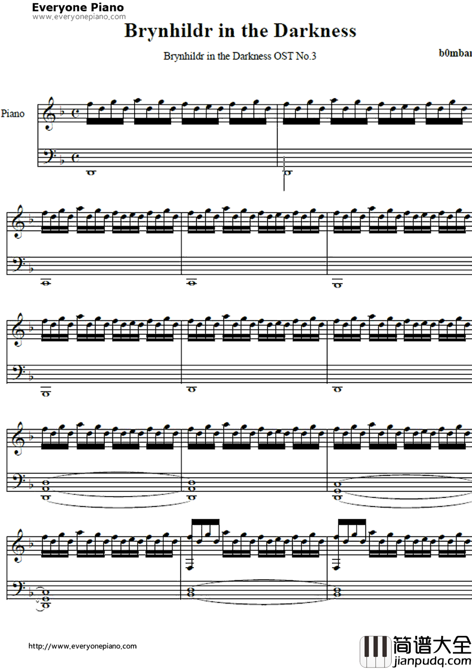 BRYNHILDR_IN_THE_DARKNESS钢琴谱_鸨泽直_极黑的布伦希尔德OP