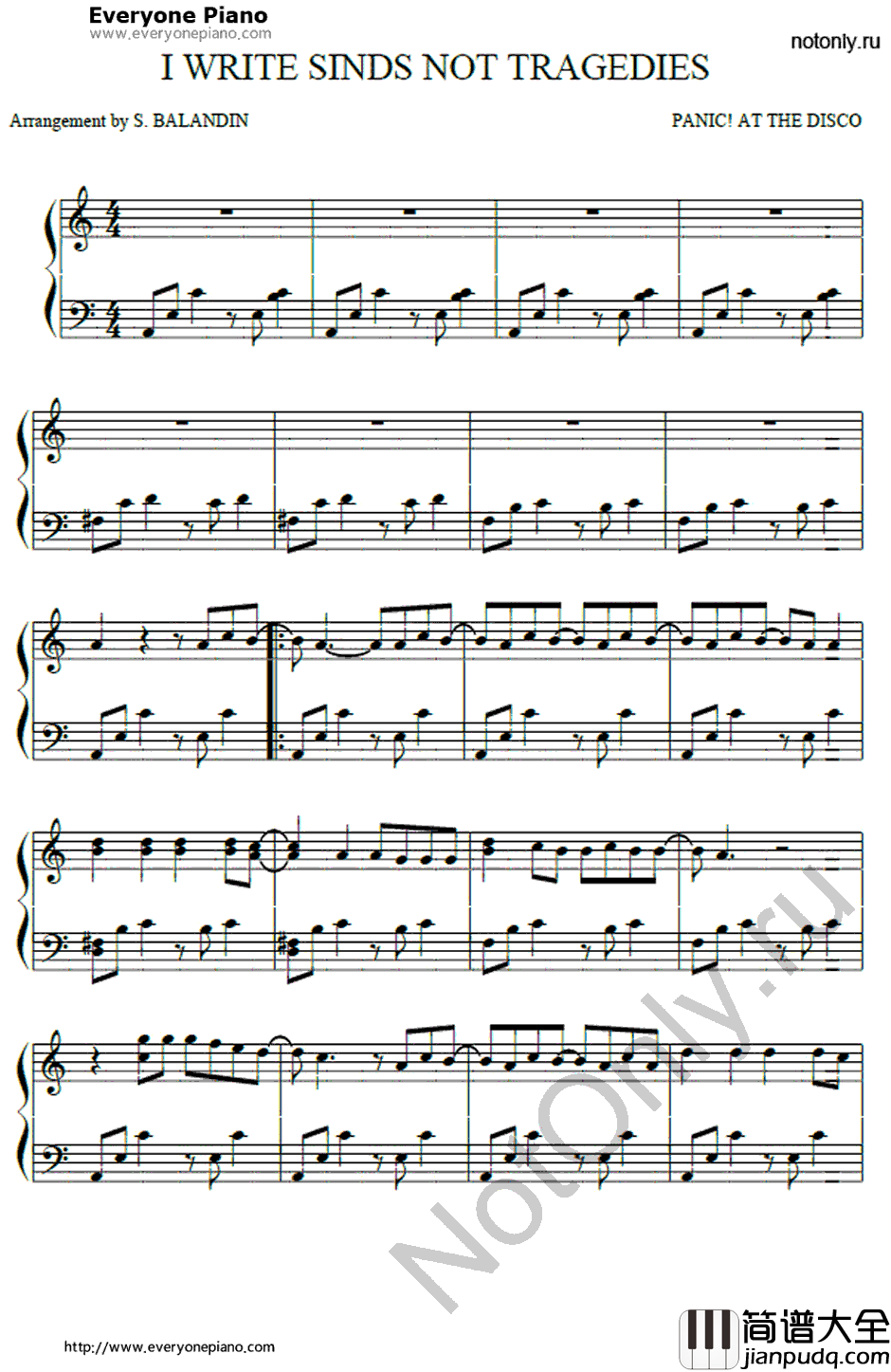 I_Write_Sins_Not_Tragedies钢琴谱_PanicattheDisco