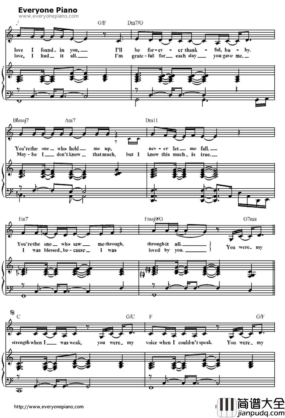 Because_You_Loved_Me钢琴谱_席琳·迪翁（CelineDion）_战地之恋主题曲