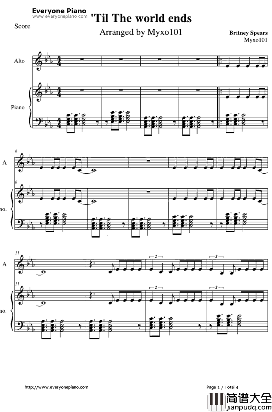 Till_The_World_Ends钢琴谱_BritneySpears