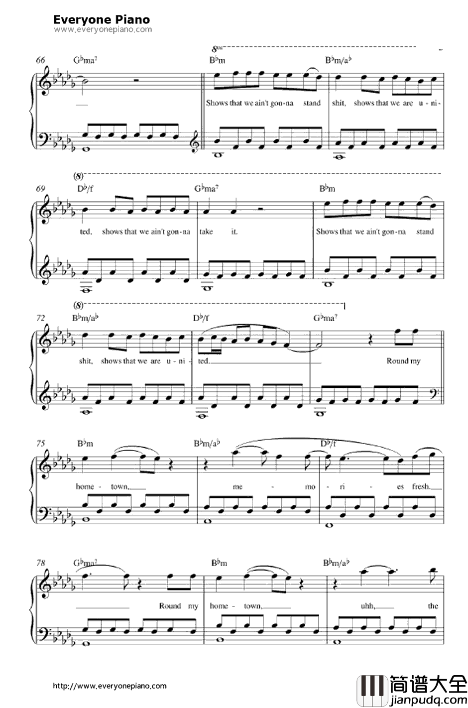 Home_town_Glory钢琴谱_Adele