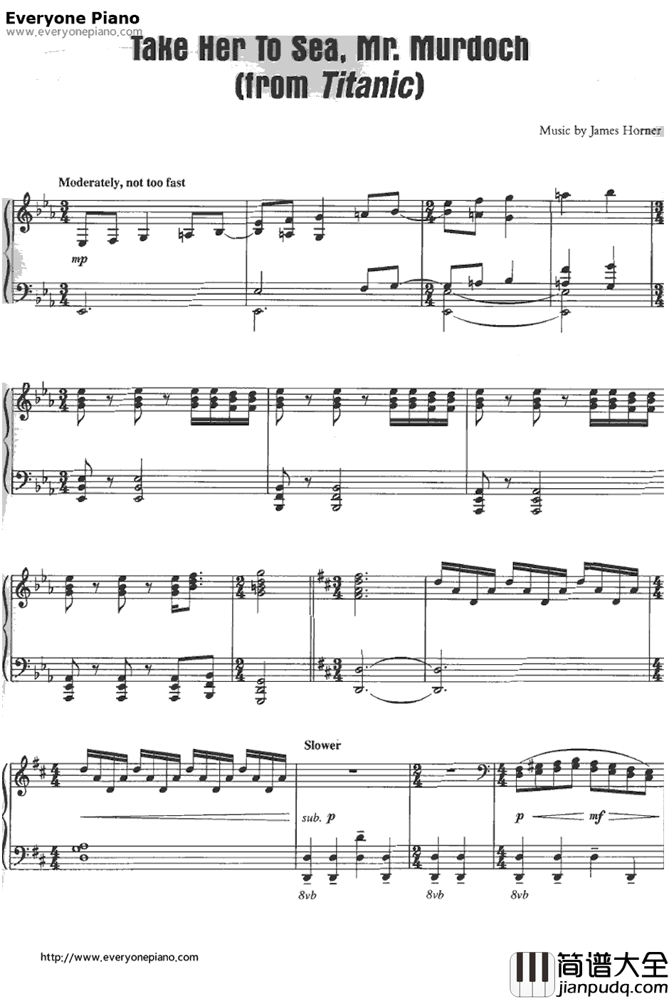 Take_Her_to_Sea_Mr.Murdoch钢琴谱_JamesHorner_泰坦尼克号OST
