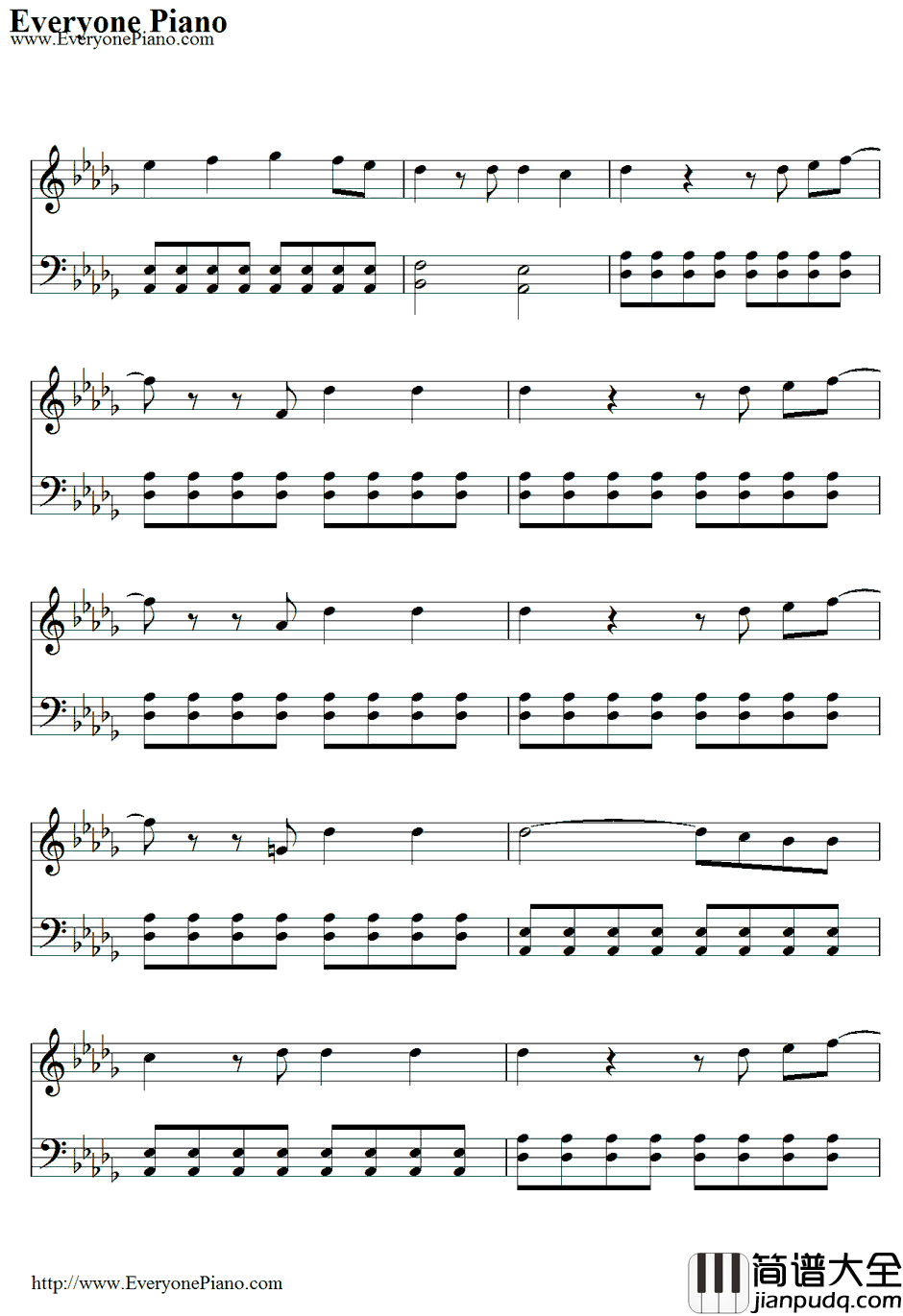 君の街まで钢琴谱_AsianKung_FuGeneration