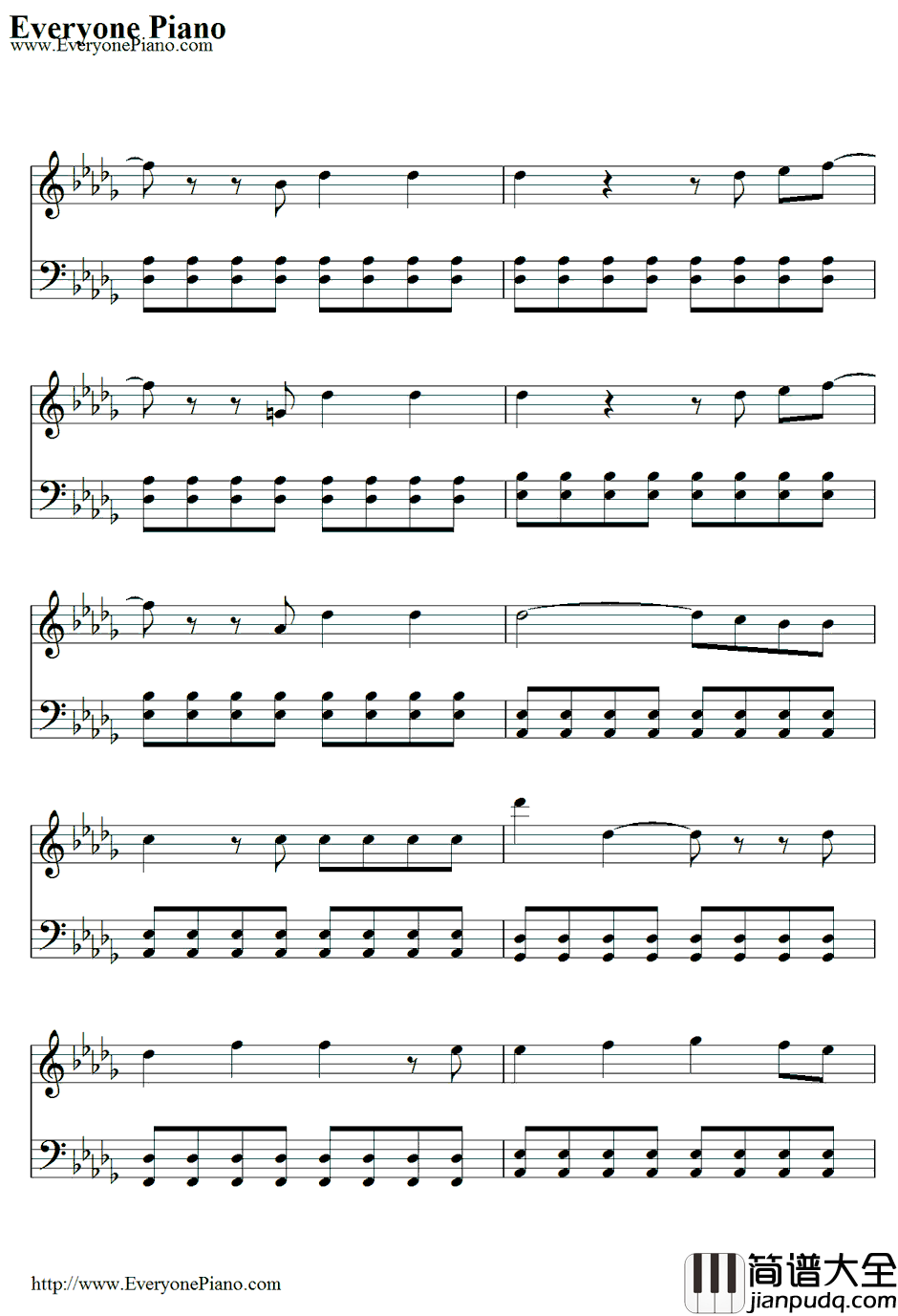 君の街まで钢琴谱_AsianKung_FuGeneration