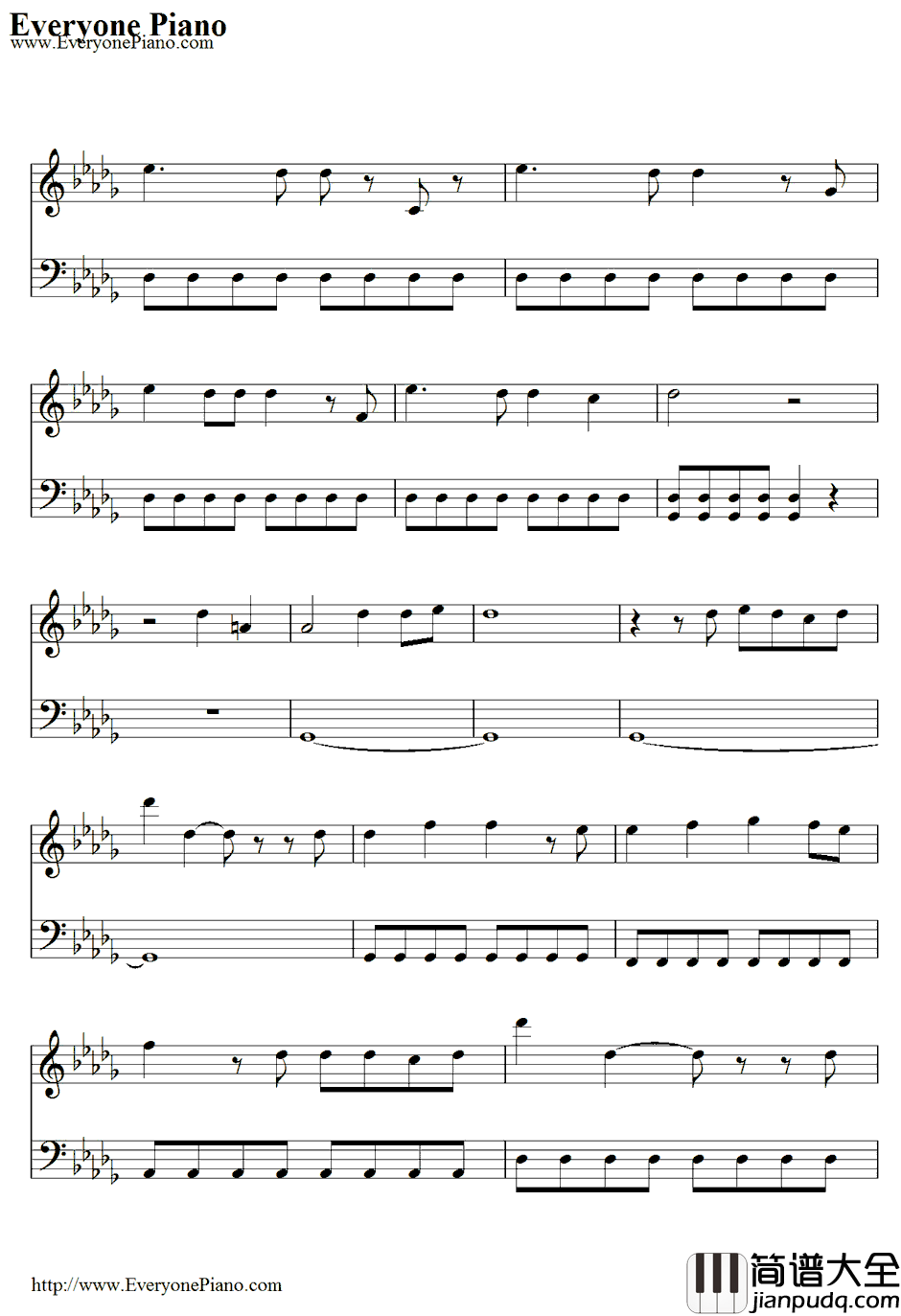 君の街まで钢琴谱_AsianKung_FuGeneration