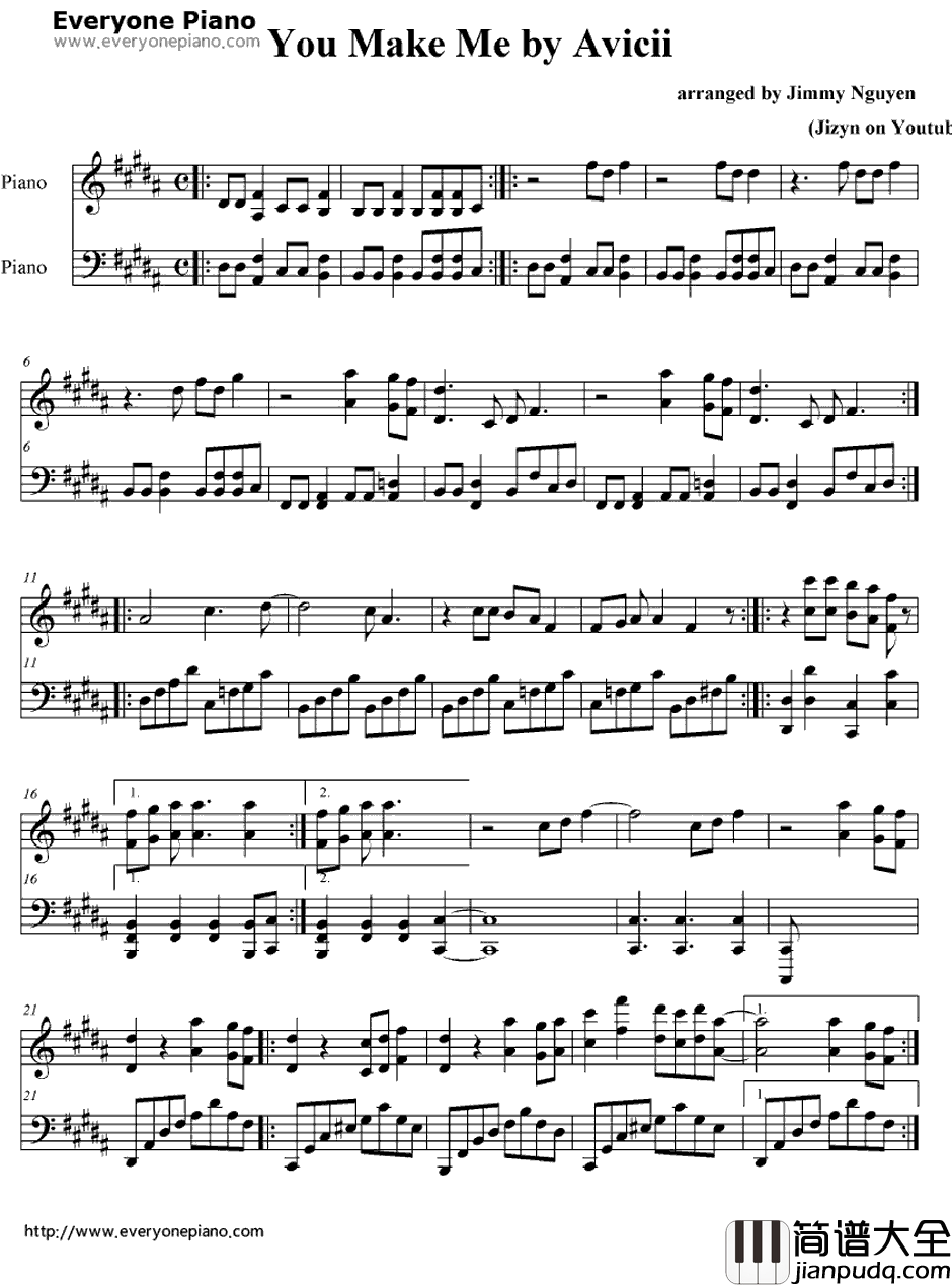 You_Make_Me钢琴谱_Avicii