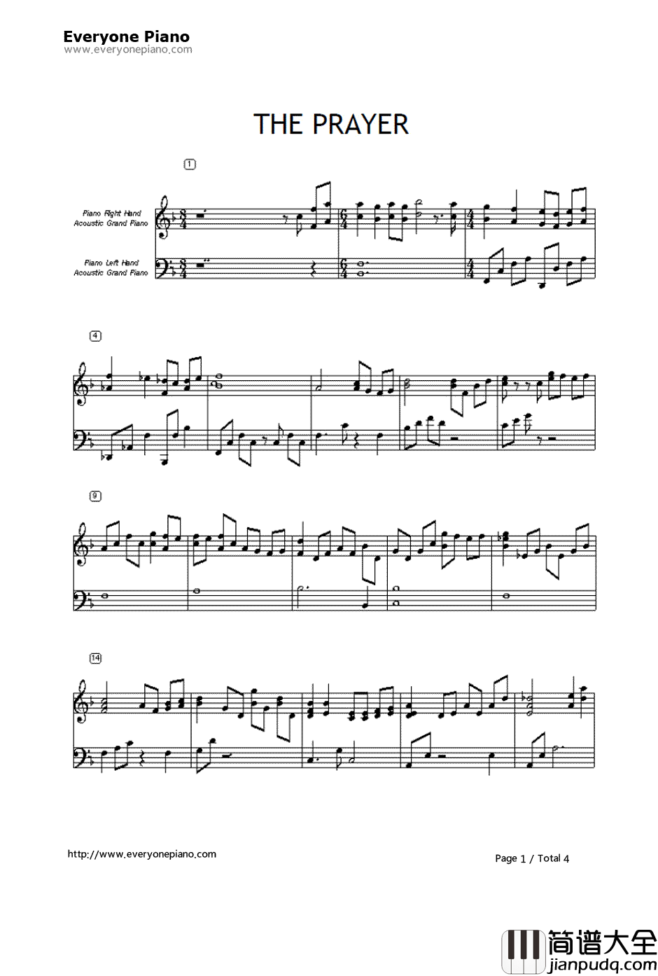 The_Prayer钢琴谱_CelineDionAndreaBocelli