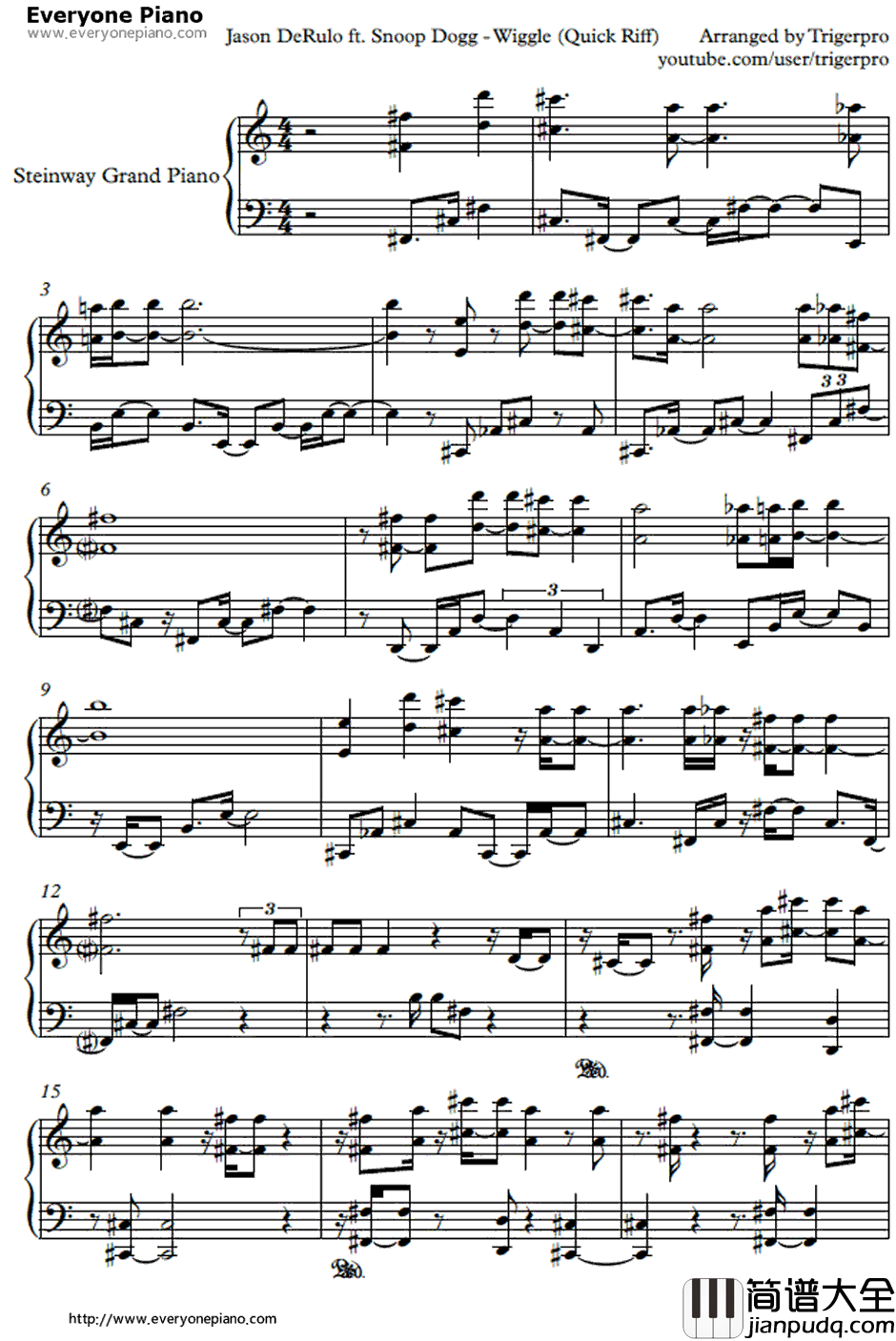 Wiggle钢琴谱_JasonDeRuloft.SnoopDogg