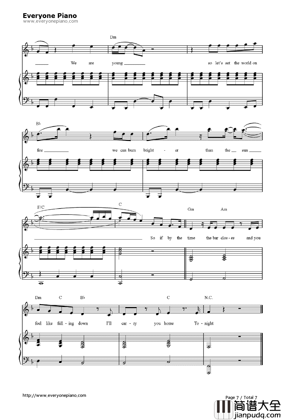 We_Are_Young钢琴谱_FunGlee