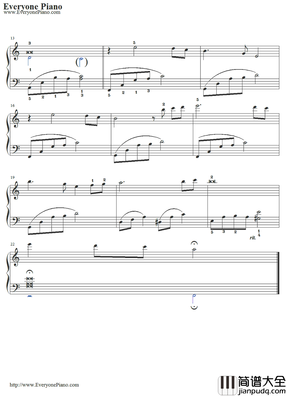 哀歌钢琴谱_和田薫_犬夜叉