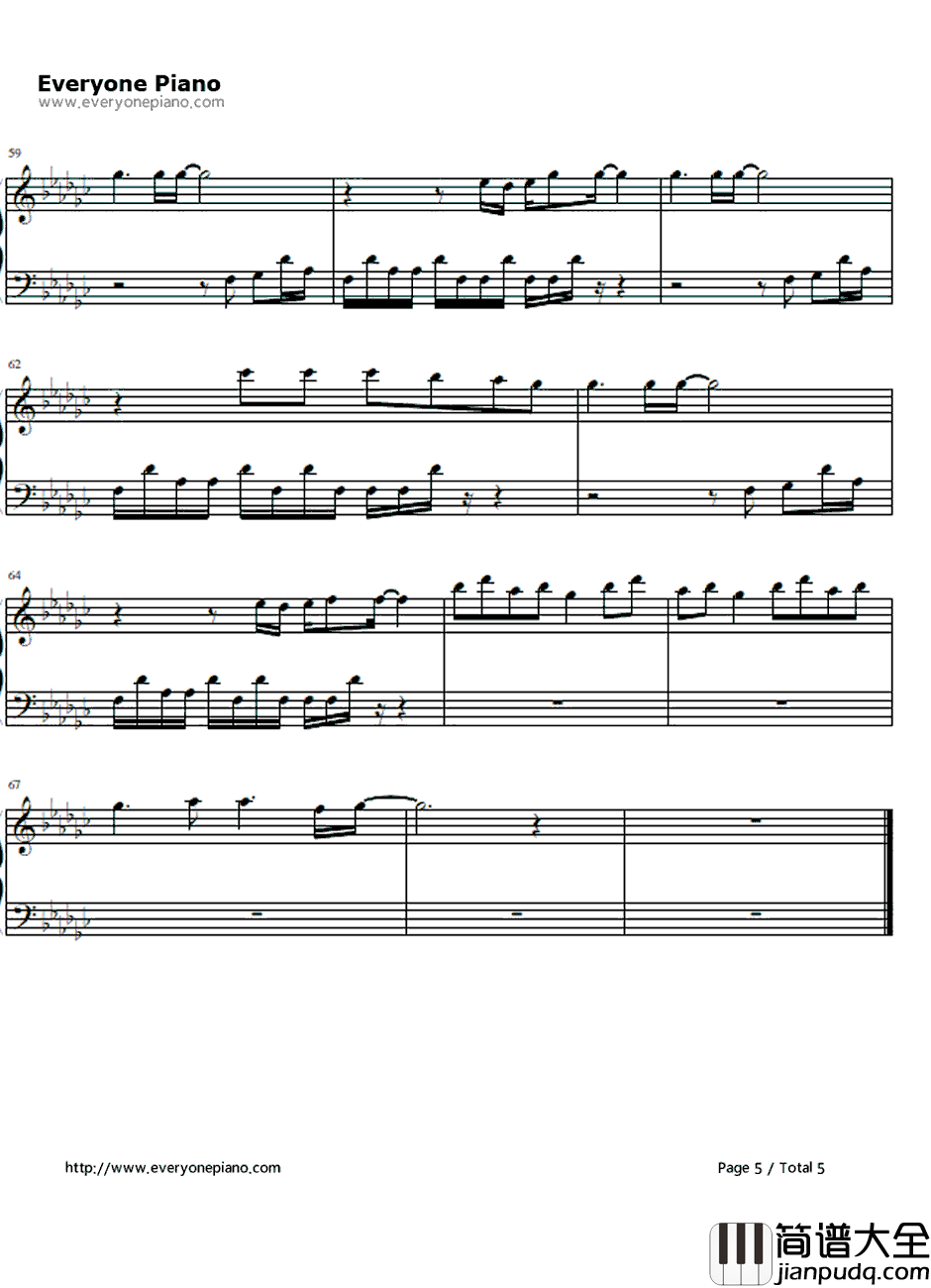 no_more_words钢琴谱_滨崎步_穿越时空的思念主题曲