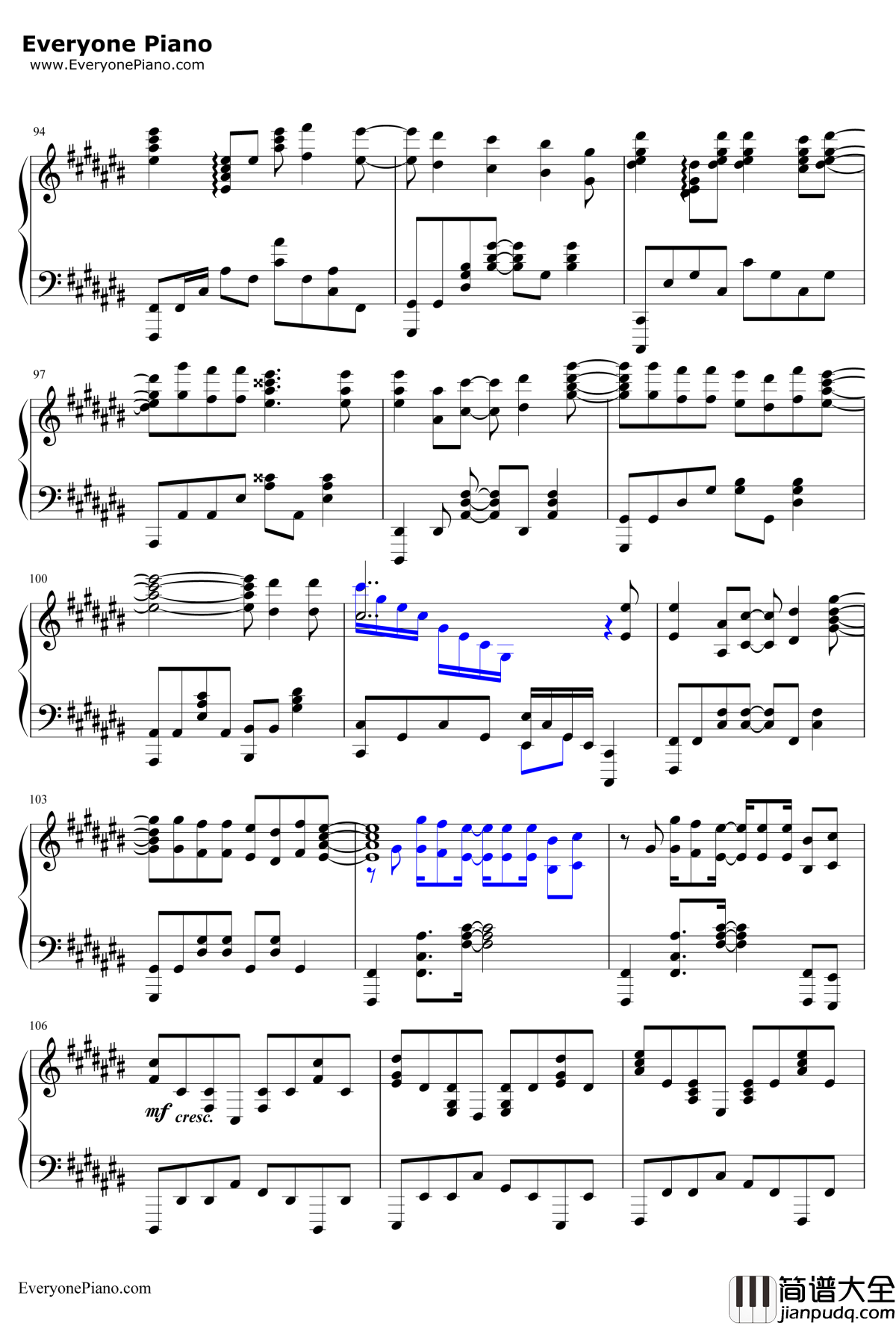 COLORS钢琴谱_FLOW_CodeGeass反叛的鲁鲁修OP1