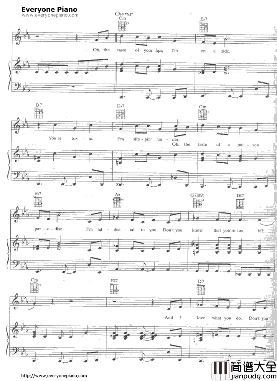 Toxic钢琴谱_BritneySpears