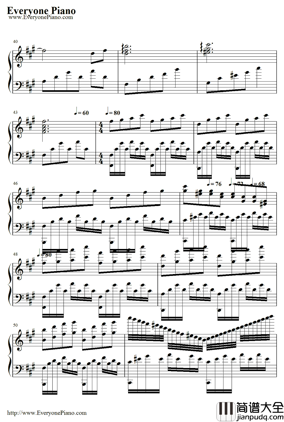 夜空钢琴谱_未知_网友原创