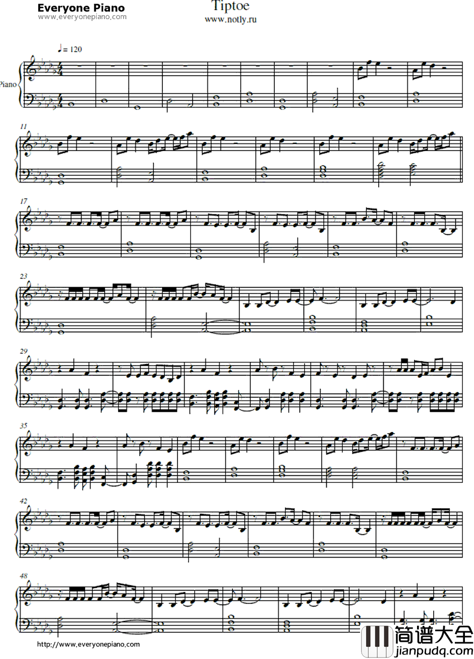 Tiptoe钢琴谱_ImagineDragons