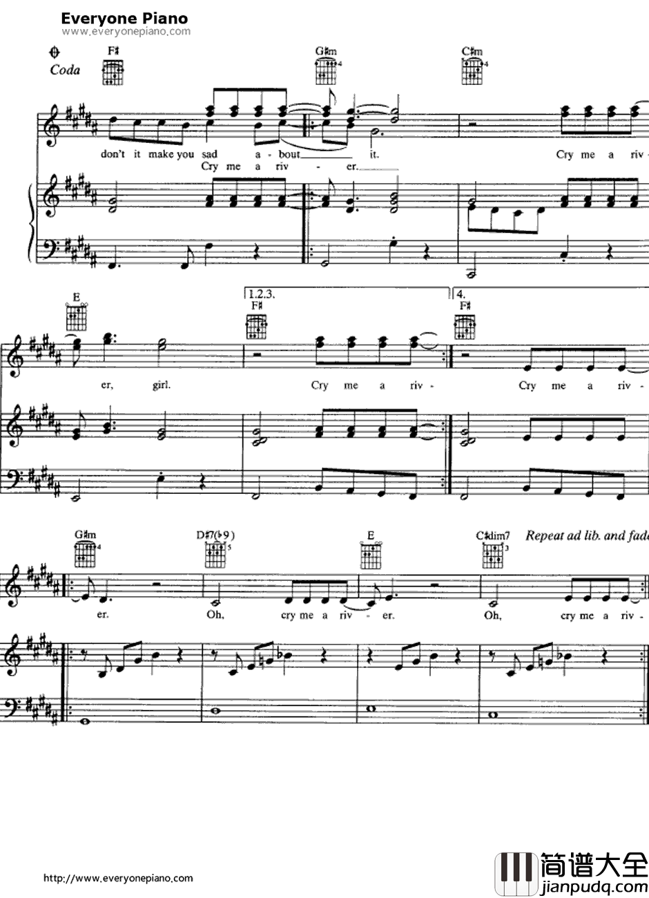 Cry_Me_a_River钢琴谱_JustinTimberlake