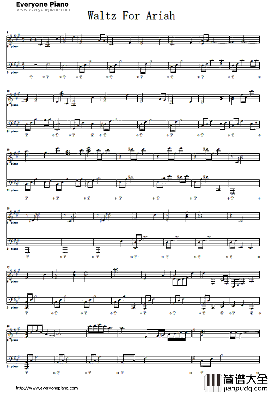 Waltz_for_Ariah钢琴谱_小林启树_维纳斯与布雷斯魔女与女神与灭亡预言主题曲