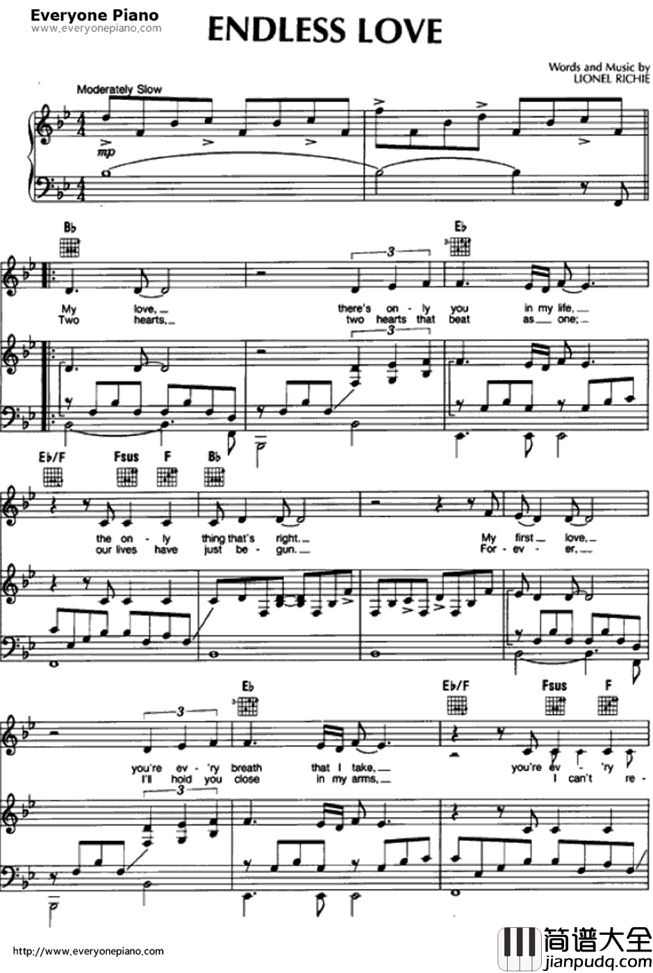 Endless_Love钢琴谱_LionelRichie&DianaRoss_EndlessLove(无尽的爱)主题曲