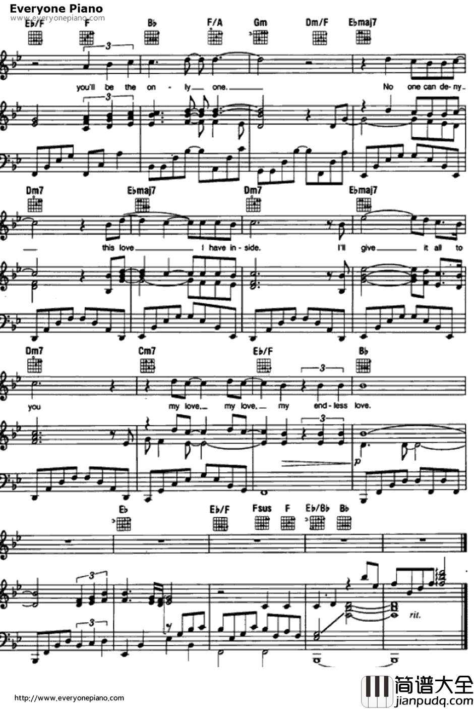 Endless_Love钢琴谱_LionelRichie&DianaRoss_EndlessLove(无尽的爱)主题曲
