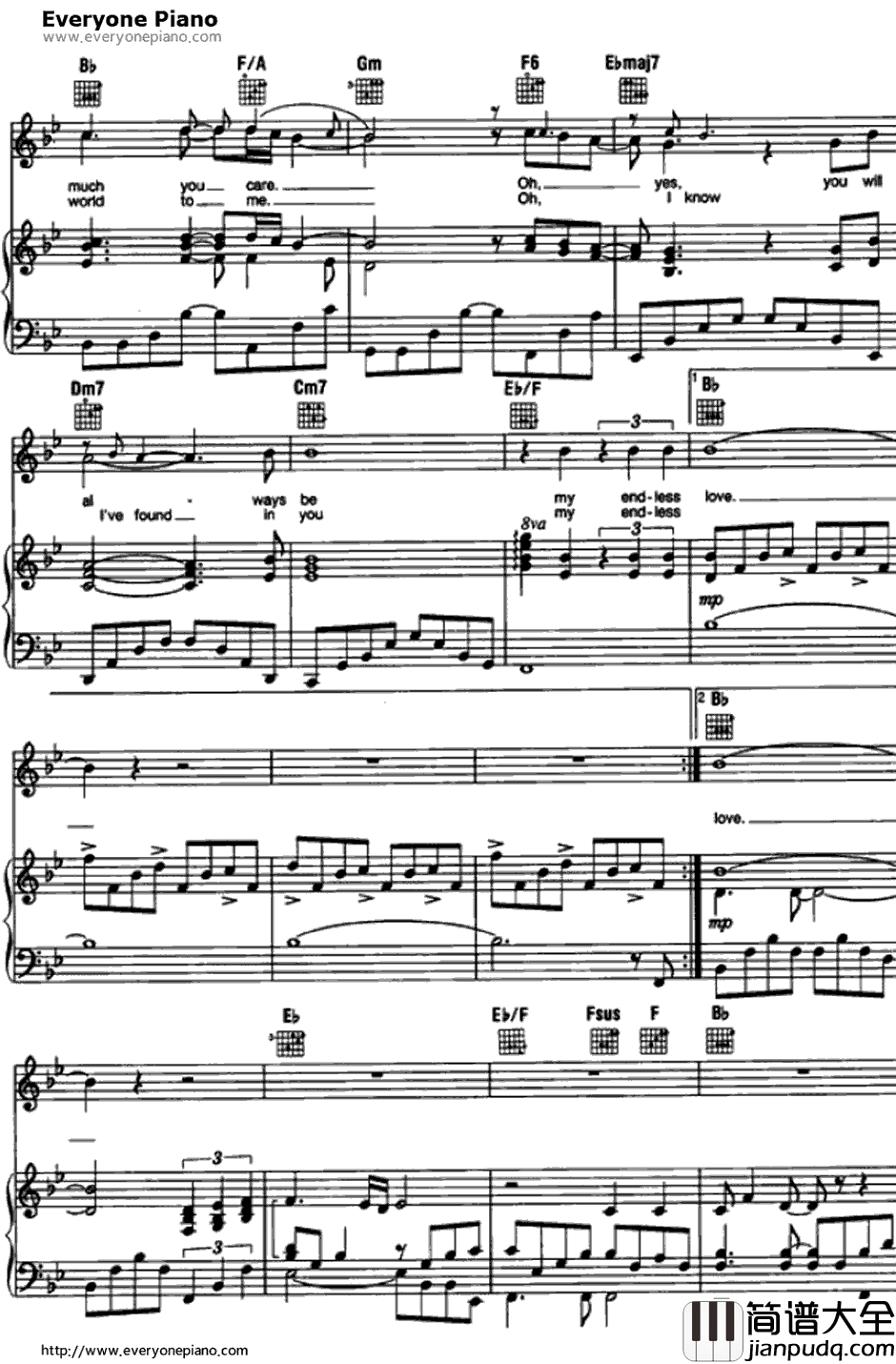 Endless_Love钢琴谱_LionelRichie&DianaRoss_EndlessLove(无尽的爱)主题曲