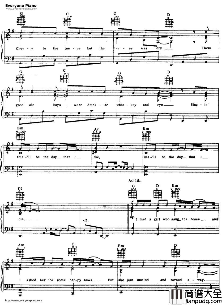 American_Pie钢琴谱_DonMcLean