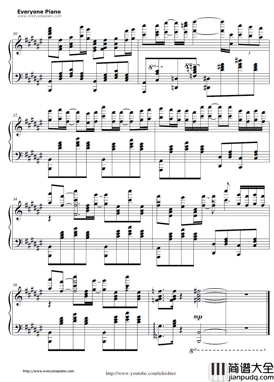 ココロノカラ钢琴谱_Team.ねこかん(猫)featuring.天乙准花_心灵链环ED1