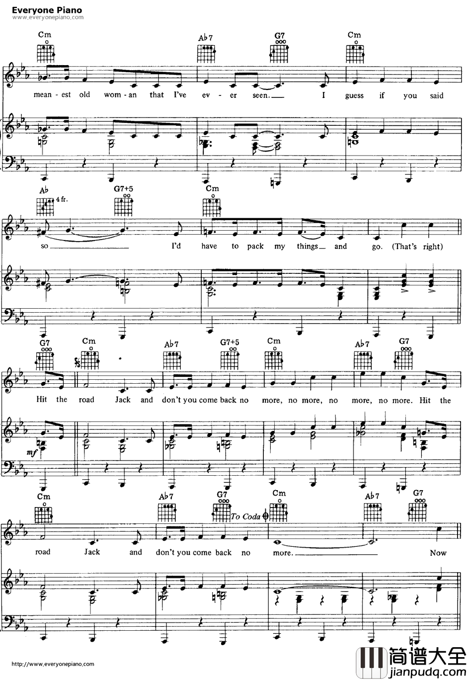 Hit_the_Road_Jack钢琴谱_RayCharles