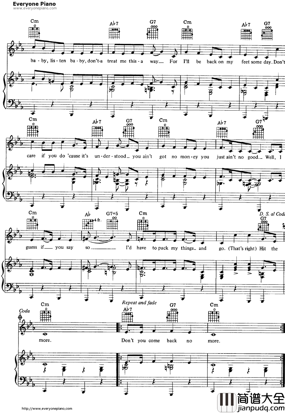 Hit_the_Road_Jack钢琴谱_RayCharles