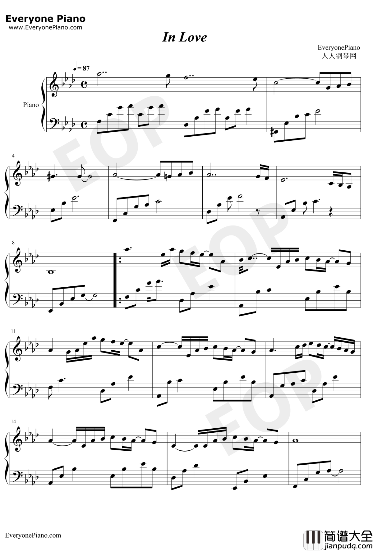 In_Love钢琴谱_July_沉浸在爱中