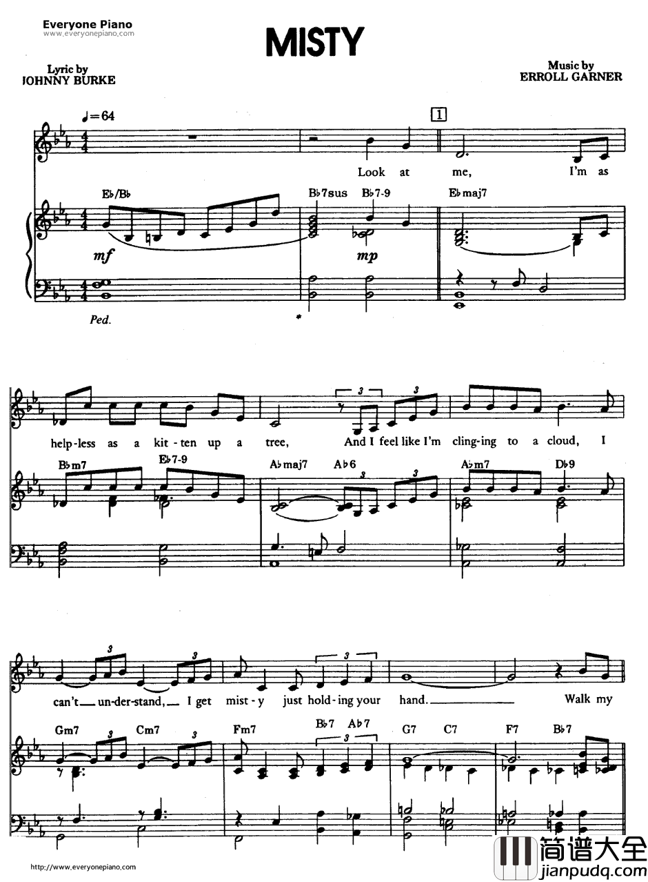 Misty钢琴谱_ErrollGarner