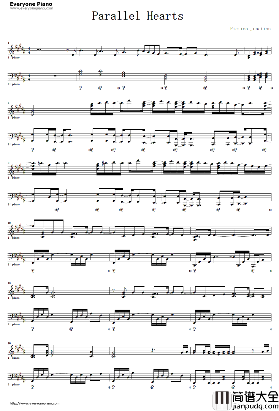 Parallel_Hearts钢琴谱_FictionJunction_潘朵拉之心OP