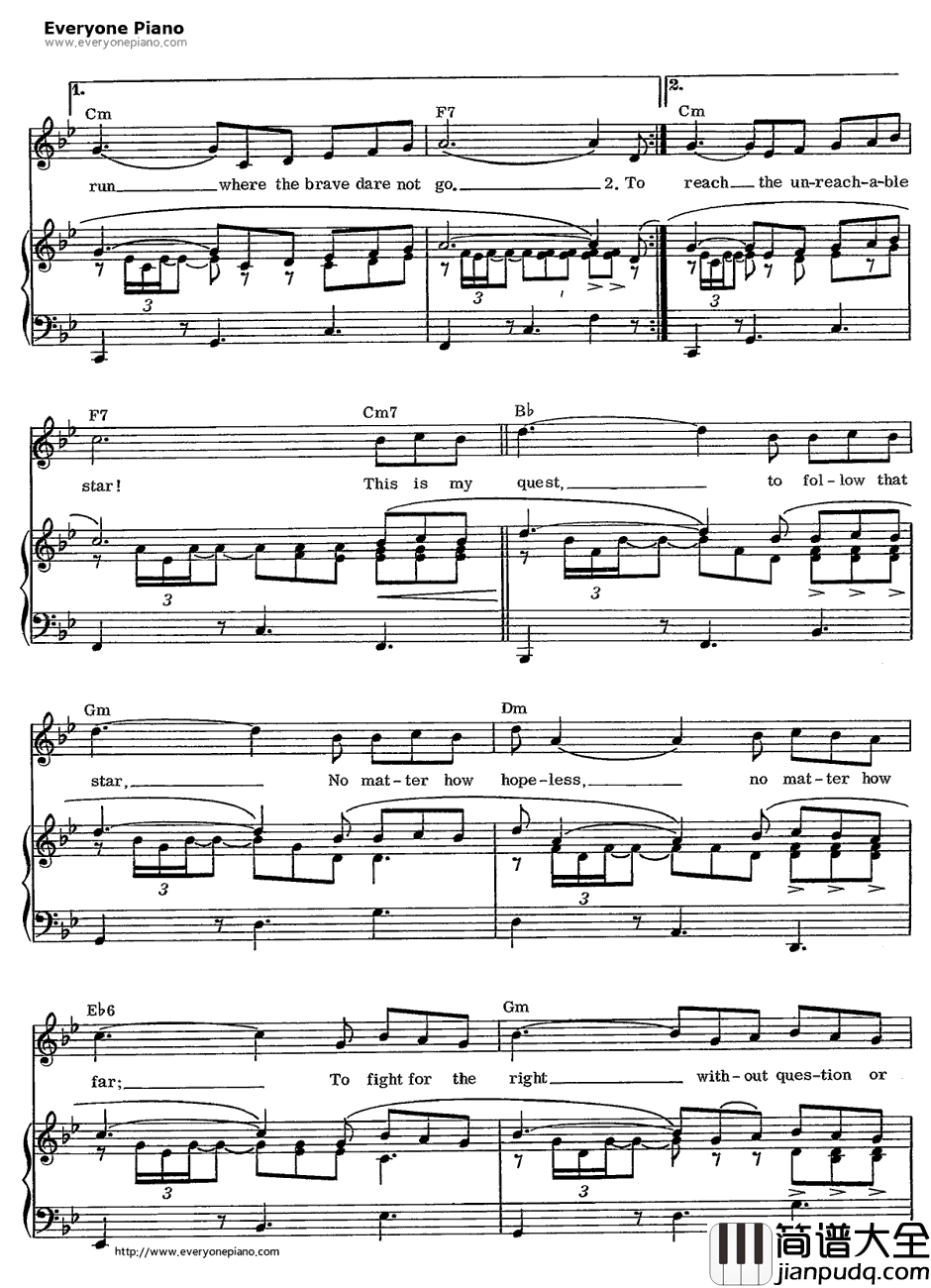 The_Impossible_Dream钢琴谱_MitchLeigh_梦幻骑士ManofLaManchaOST