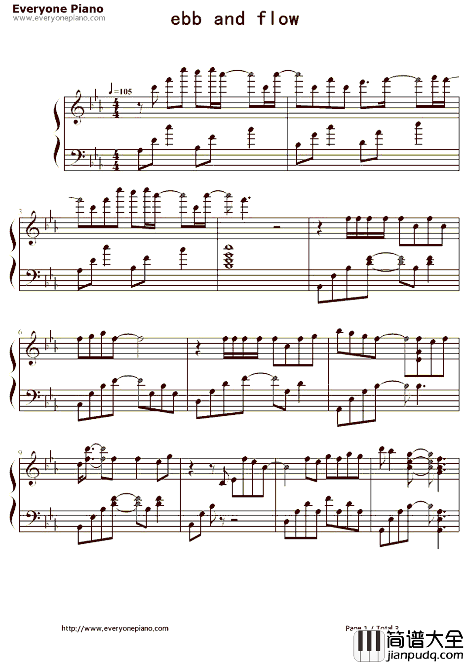 ebb_and_flow钢琴谱_Ray_来自风平浪静的明天OP2