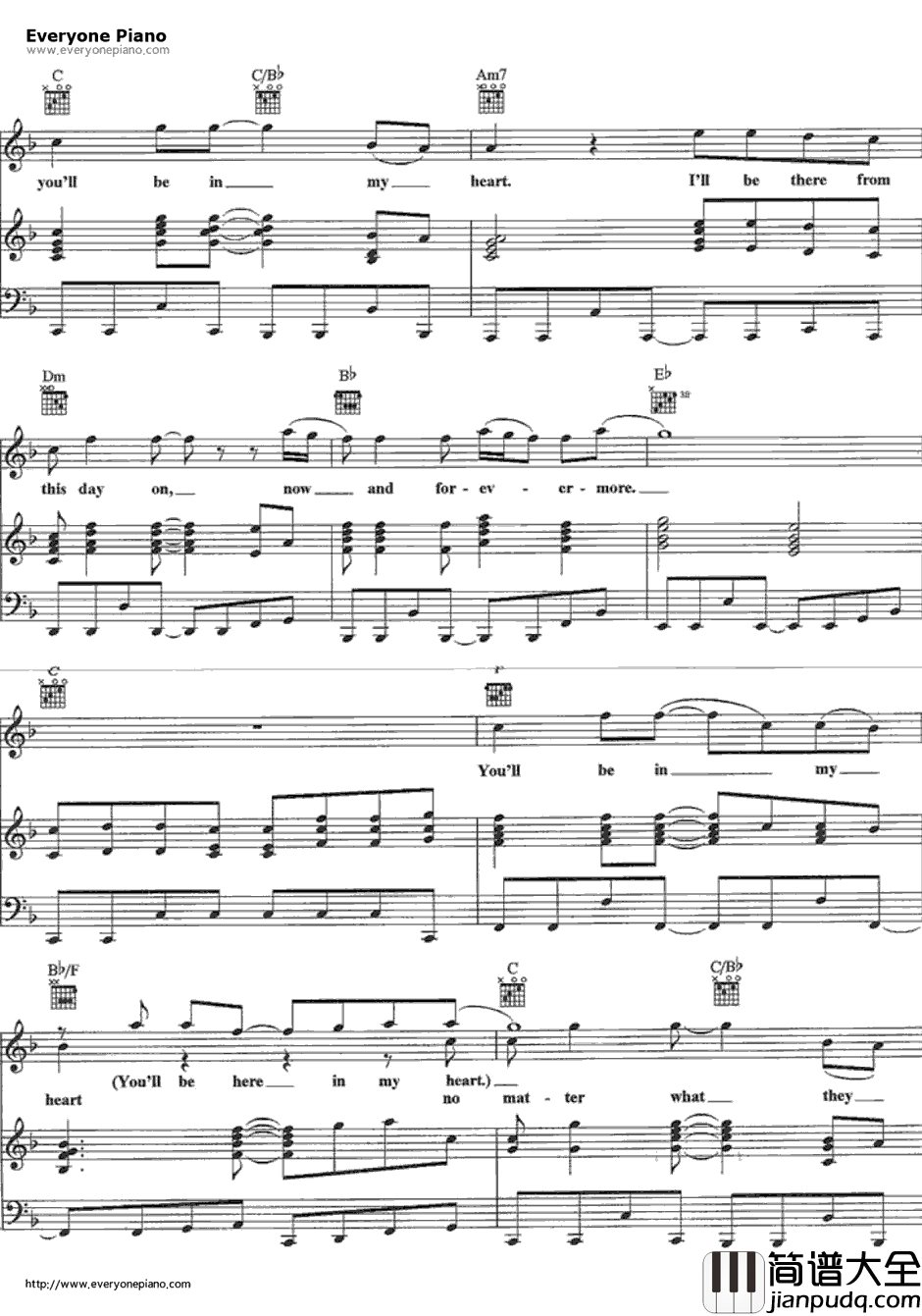 You'll_Bein_My_Heart钢琴谱_PhilCollins_人猿泰山主题曲