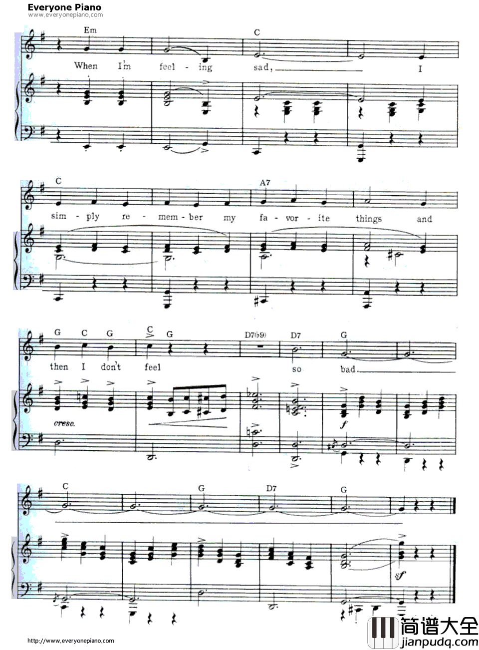 My_Favorite_Things钢琴谱_RodgersandHammerstein_音乐之声插曲