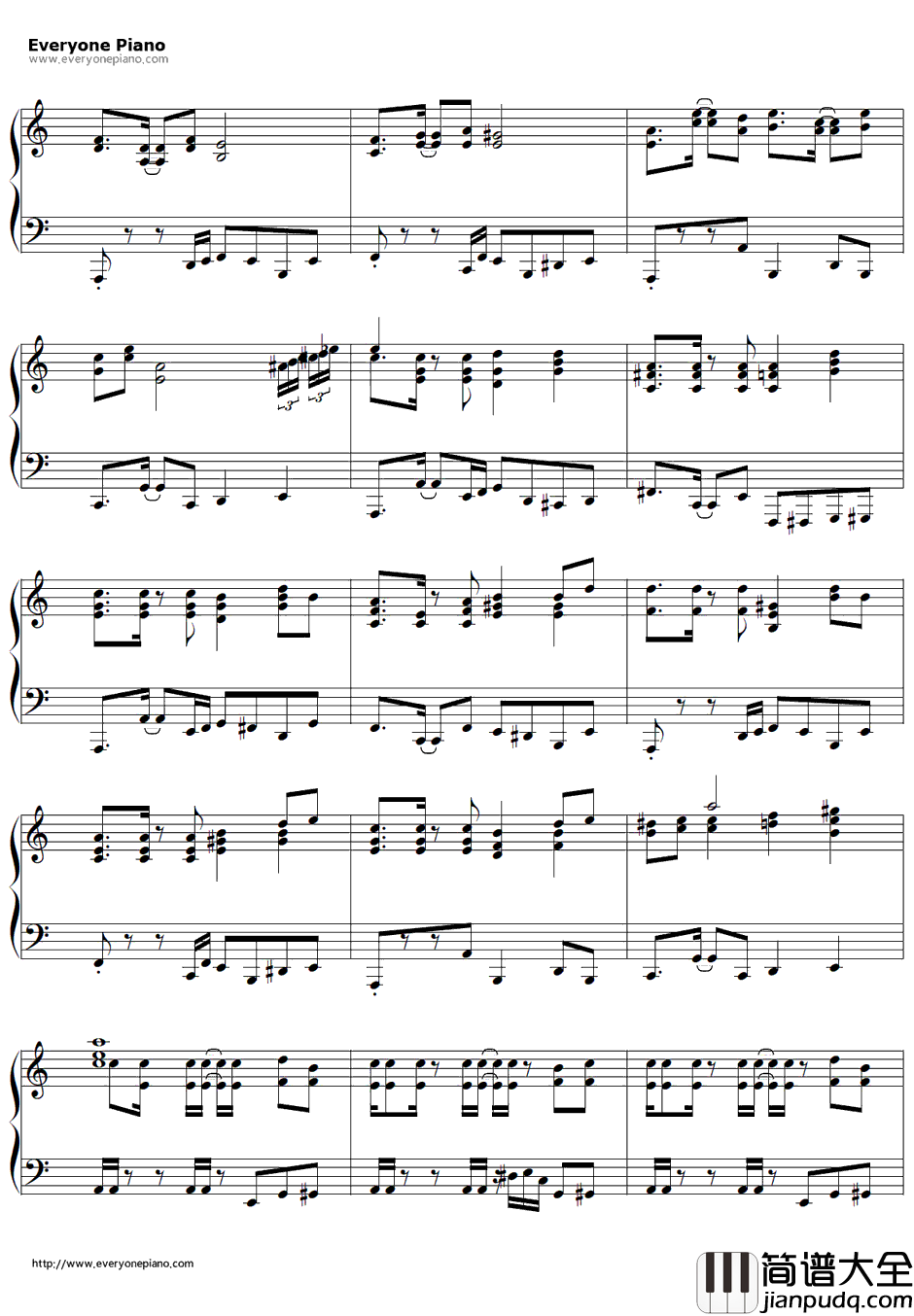 広有射怪鳥事　〜TillWhen?钢琴谱_东方Project_东方妖妖梦～PerfectCherryBlossom.BGM