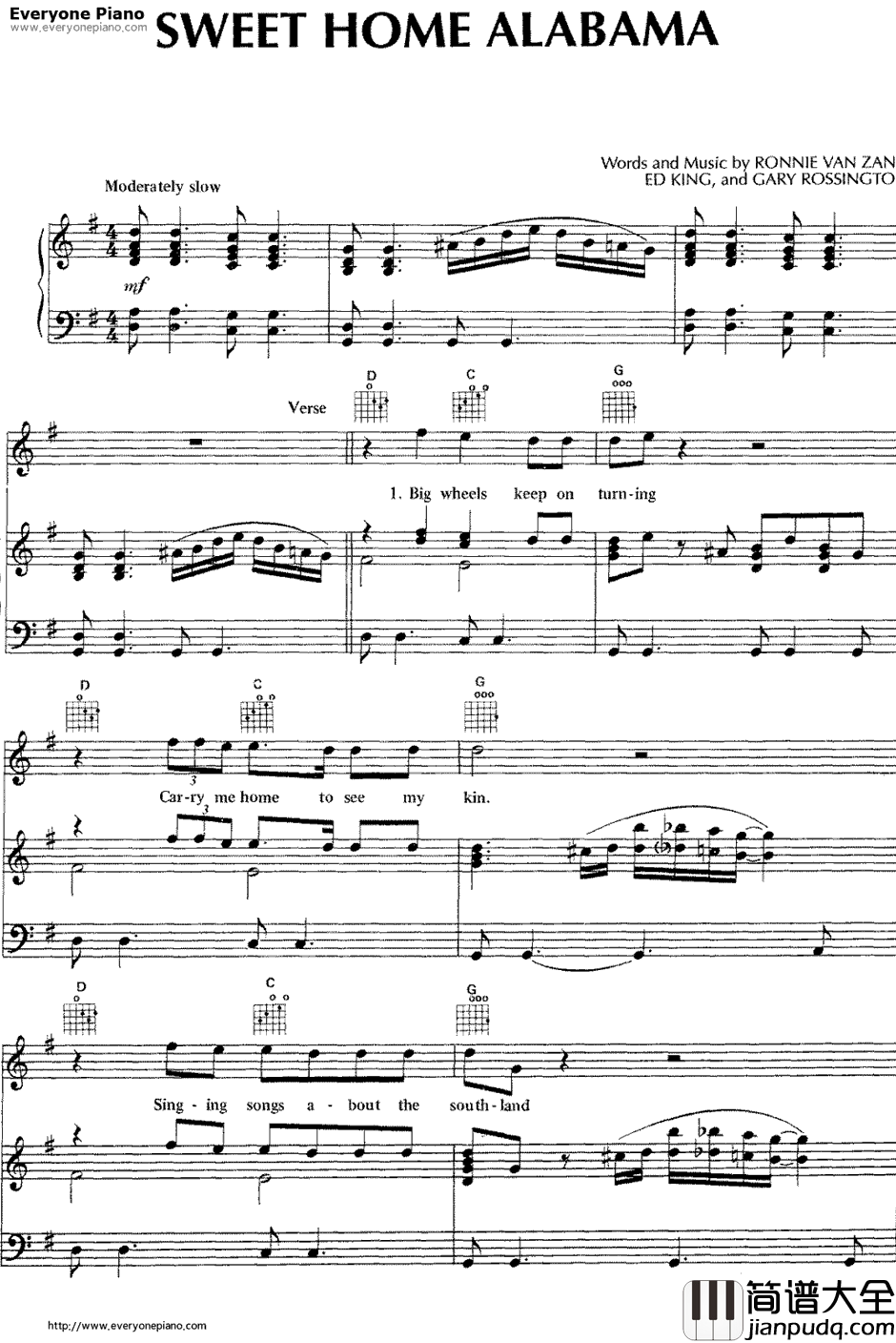 Sweet_Home_Alabama钢琴谱_LynyrdSkynyrd