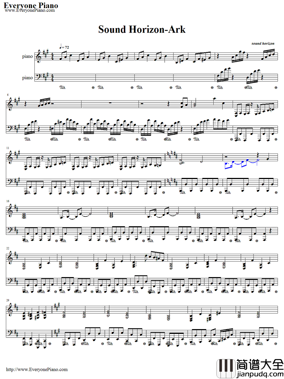 Ark钢琴谱_SoundHorizon