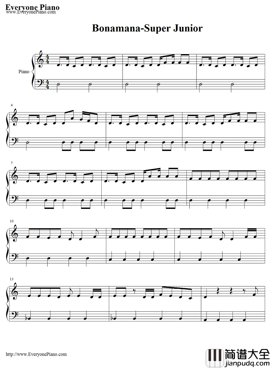 BO_NAMANA钢琴谱_SuperJunior
