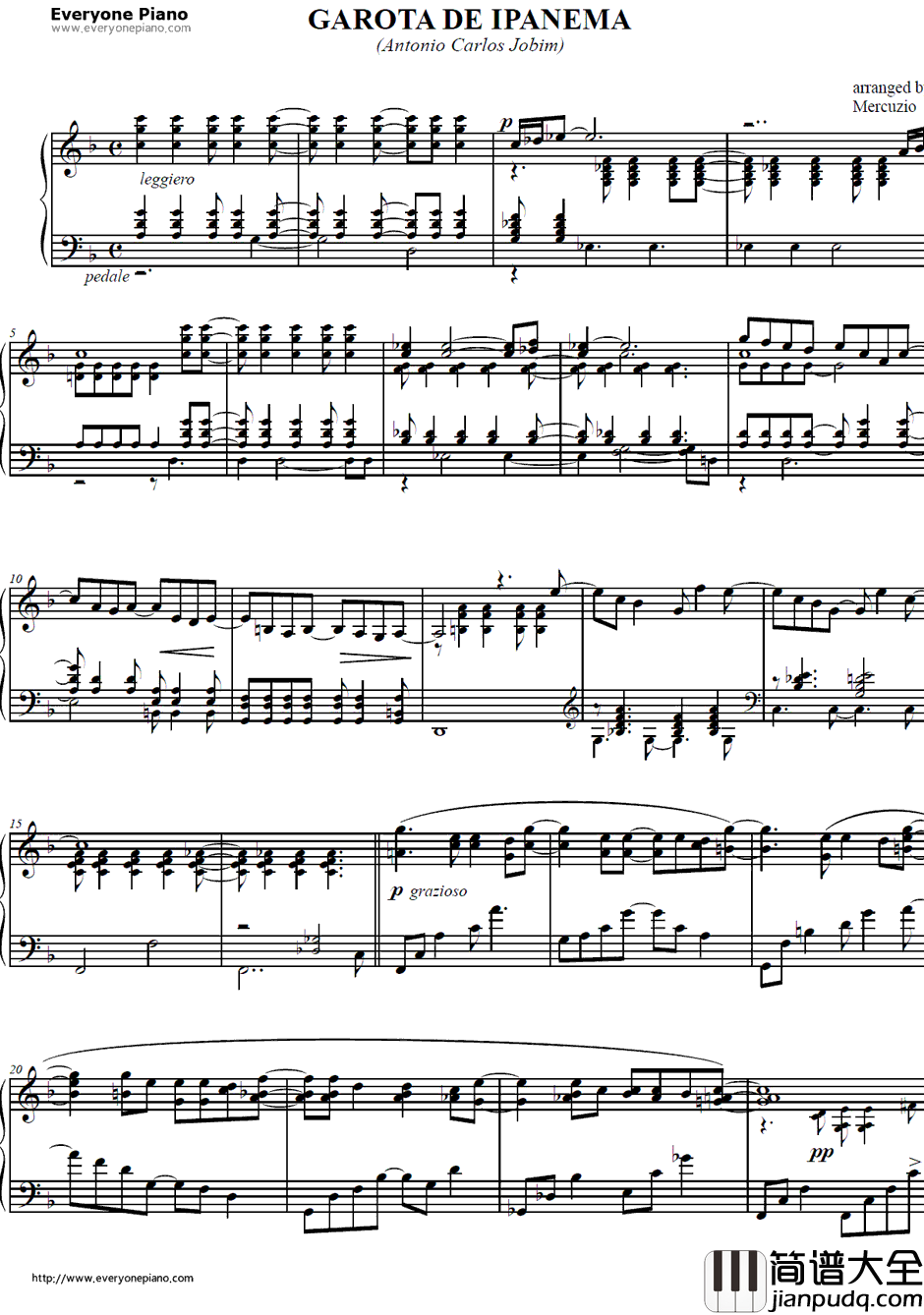 The_Girl_from_Ipanema钢琴谱_AntonioCarlosJobim