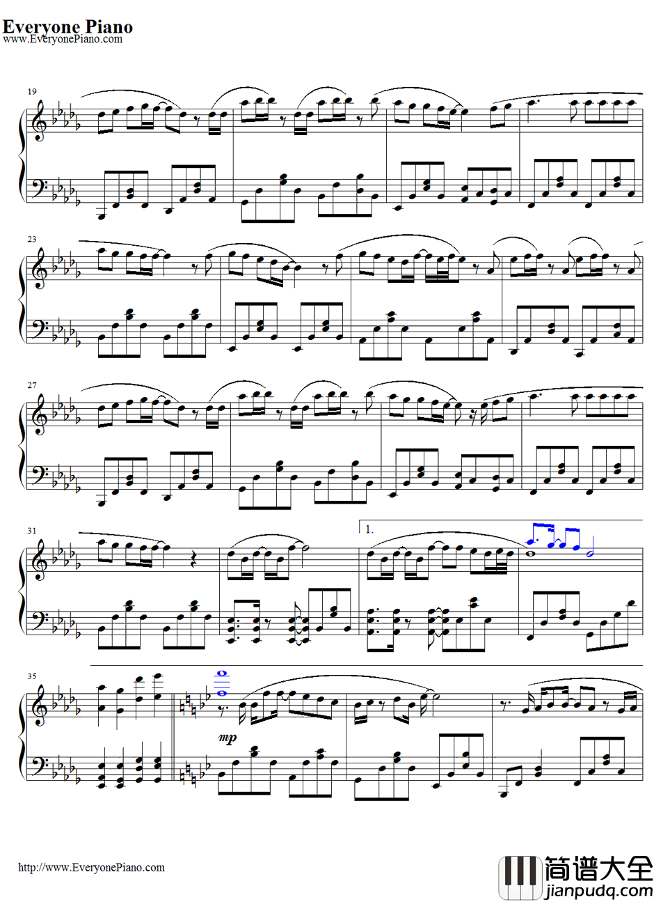 今日までのメロディー钢琴谱_AKB48(大岛优子)_完整版_AKB48